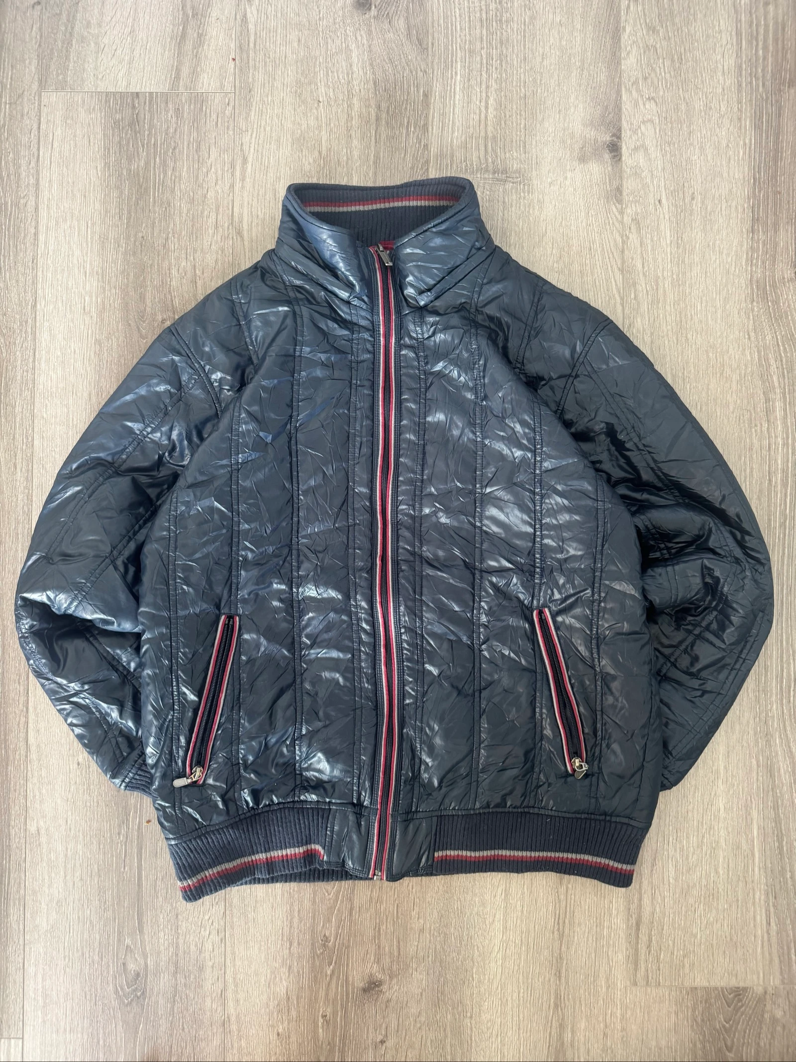 Converse All Star Navy Puffer Jacket Quilted Bomber Winter Vintage Y2K LL – photo 5